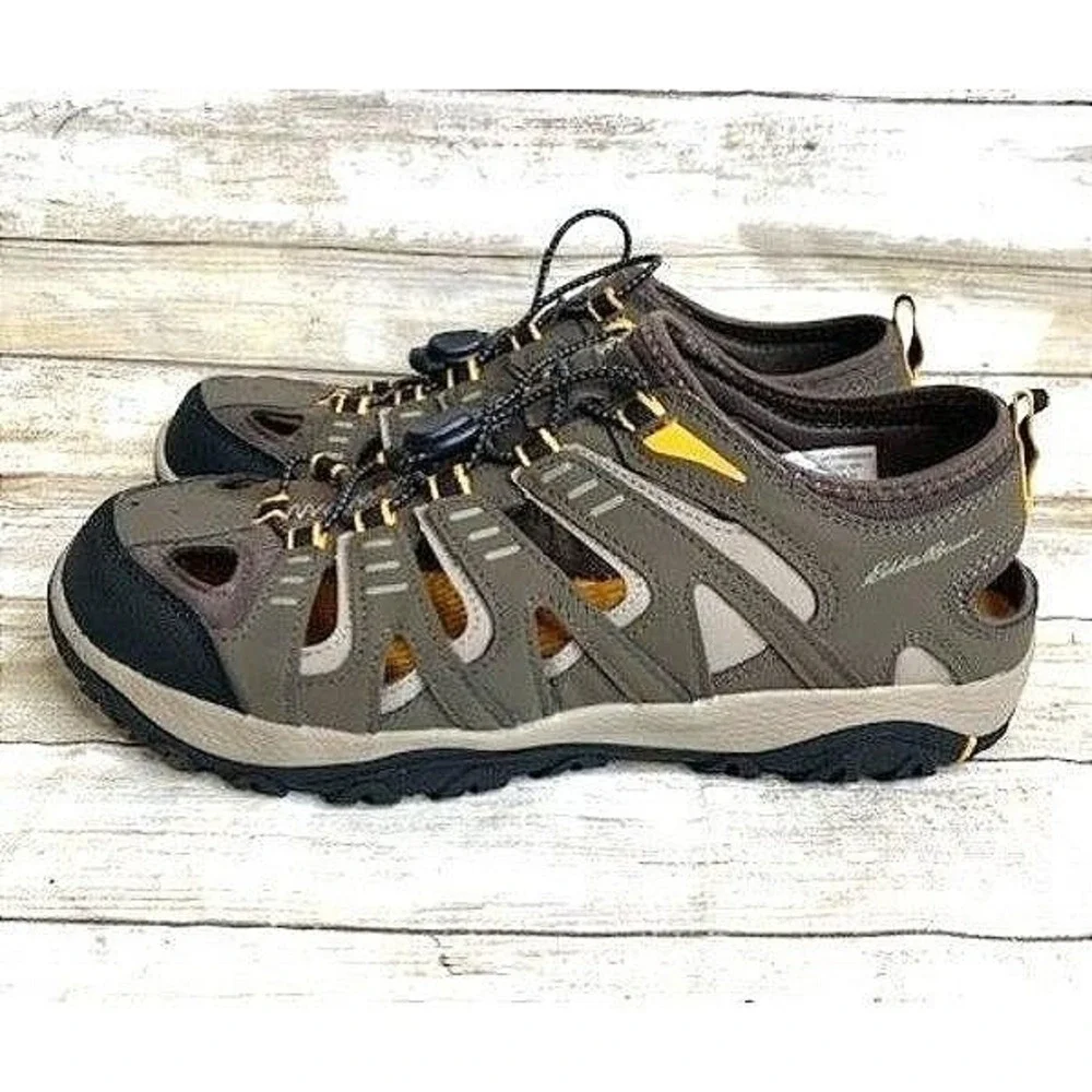 Eddie Bauer‎ Men's Hiking Sandals 10M Brown & Black Synthetic Durable Footwear